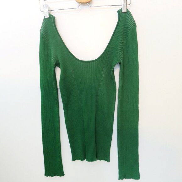 Sportmax MaxMara Scoop Neck Ribbed Knit Top Size L - Picture 8 of 14